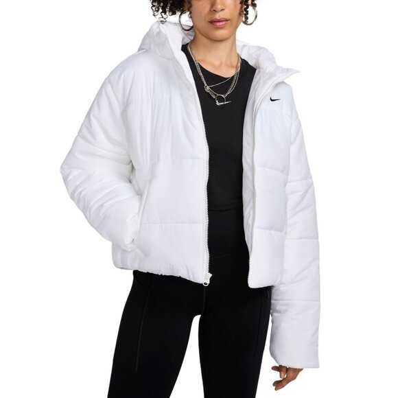 Nike Women's Therma-fit Hooded Classic Puffer Jacket - White - Size XS NWT - Picture 3 of 4
